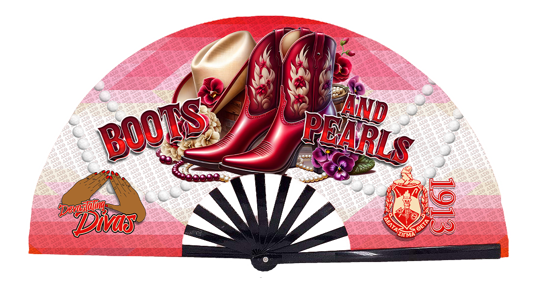 Divine Nine Boots and Pearls Fan